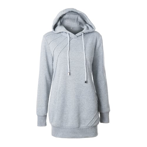 

Fashion Long Sweatshirts Long Sleeve Pockets Solid Women's Hoodies