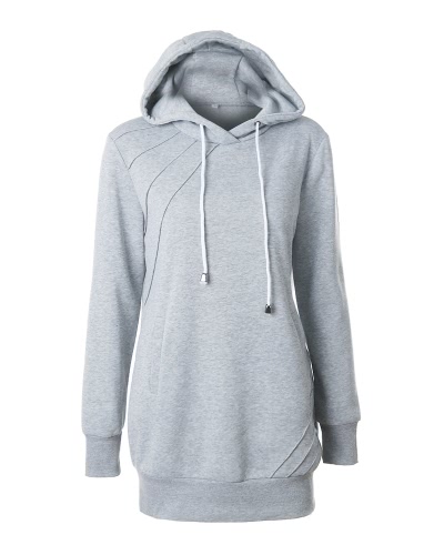 

Fashion Long Sweatshirts Long Sleeve Pockets Solid Women's Hoodies