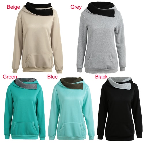 

Spring Autumn Winter Women Casual Solid Hoodie Hooded Sweatshirt Pocket Long Sleeve Pullover Top