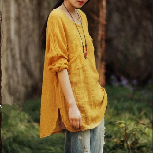 

Vintage Loose Cotton Casual Long Sleeve Ethnic Women's Blouse