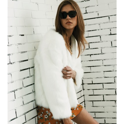 

Women Winter Fur Coat Long Sleeve Faux Fur Outerwear Ladies Short Style Jacket Fluffy Warm Overcoat
