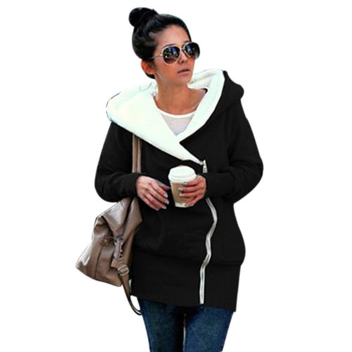 New Autumn Winter Women Hoodies Coat Warm Coat Zipper Outerwear Hooded Sweatshirts Casual Long Jacket Plus Size