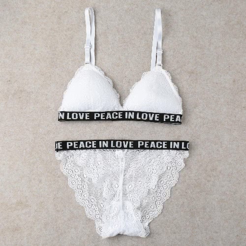New Sexy Women Lace Lingerie Set Letter Printed Bra Semi-Sheer Briefs Sleepwear Underwear Suit Black/White/Burgundy