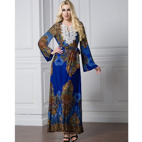 

Women Bohemian Long Dress Flare Sleeve Islamic Casual Beach Dress