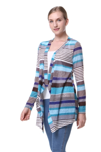 

Casual Cable Knit Cloak Cardigan Geometric Print Drape Front