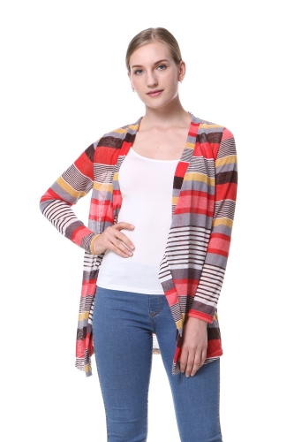 

Casual Cable Knit Cloak Cardigan Geometric Print Drape Front