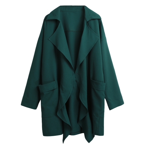 

Women Fashion Lapel Solid Trench Coat