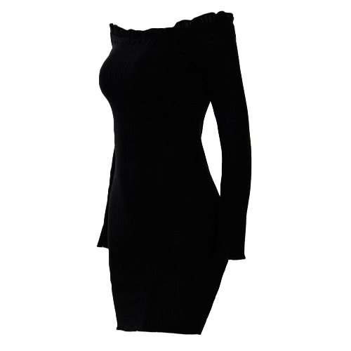 

Sexy Women Bodycon Dress Off Плечо с твердыми длинными рукавами Club Party Clubwear Mini Dress