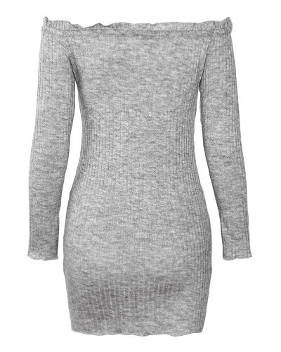 

Sexy Women Bodycon Dress Off Плечо с твердыми длинными рукавами Club Party Clubwear Mini Dress