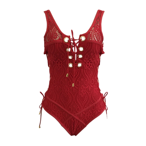 

Women Lace Sexy Bodysuit Short Overalls Lace Up One-Piece Jumpsuit