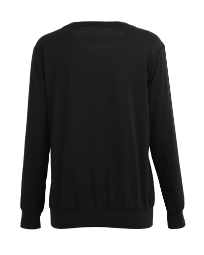 Le camicie delle nuove donne di moda in cotone merlettano i manicotti lunghi a manica lunga del manicotto di V collo Nero / Borgogna / Grigio