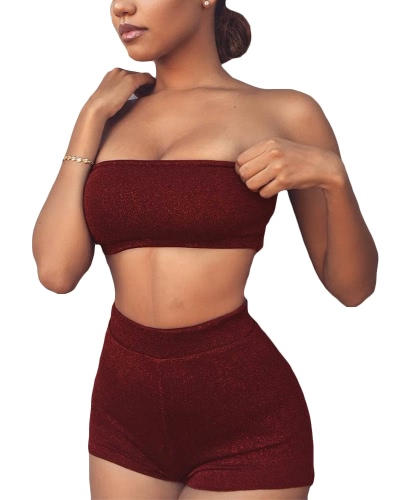 

Sexy Women Bodycon Two Pieces Set Crop Top Shorts Sleeveless Backless Casual Top Pants Clubwear