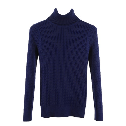 New Women Twist Knitted Sweater Solid Turtleneck Long Sleeve Slim Thickening Pullover Jumper Knitwear Top