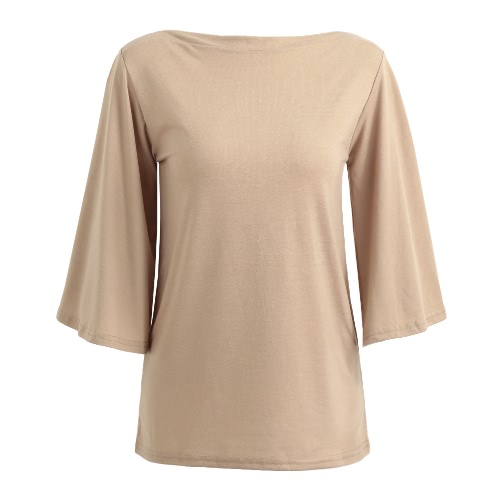 

Fashion Women Boat Neck Flare Sleeve Casual Blouse