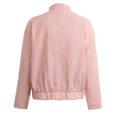 

Autumn Ruffles Women Jacket Zipper Long Sleeves Coat Pockets Outerwear Top Black/Pink/Grey