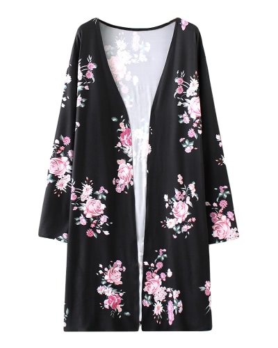 

Fashion Long Cardigan Front Floral Print Long Sleeves Women's Outerwear