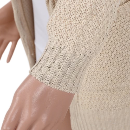 

New Winter Autumn Women Knitted Cardigan Sweater Long Sleeves Pockets Elegant Outerwear Burgundy/Coffee/Khaki
