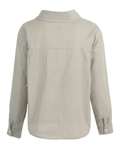

Fashion Women Solid Shirt Button Front Turn Down Collar Long Sleeve Loose Shirt Tops Blouse Khaki/Red/White