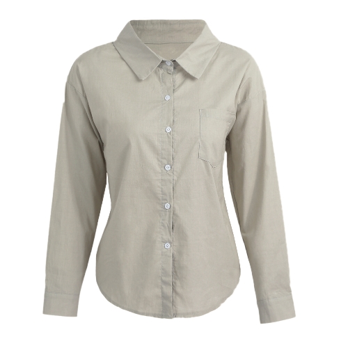 

Fashion Women Solid Turn Down Collar Shirt