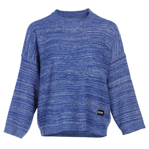 

Women Loose Knitted Pull Over Striped Dropped Shoulder Sweater