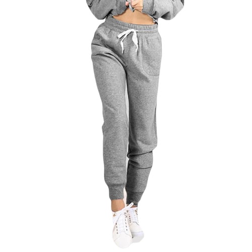 

Women Sport Yoga Trousers Elastic Waist Drawstring Pockets Outdoor Running Pants