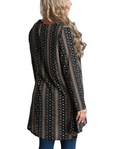 

Autumn Women Plus Size Long Loose Blouse Special Print O-Neck Long Sleeves Vintage Pullover Top