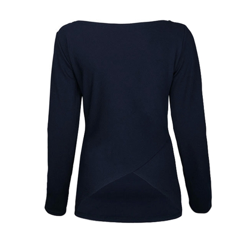 

Sexy Women Autumn Slim Нерегулярная сплошная пуловерская нижняя футболка Basic Top T-shirt