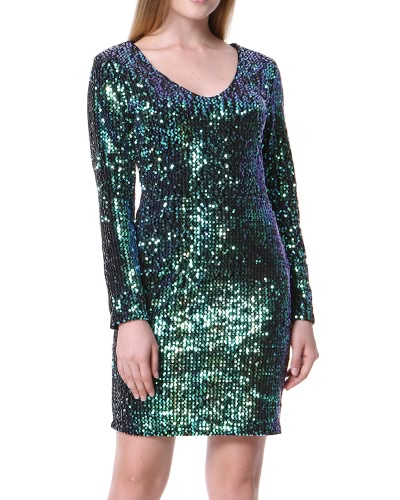 

Minifeer Sexy V-образным вырезом с длинным рукавом Bodycon Party Mini Dress