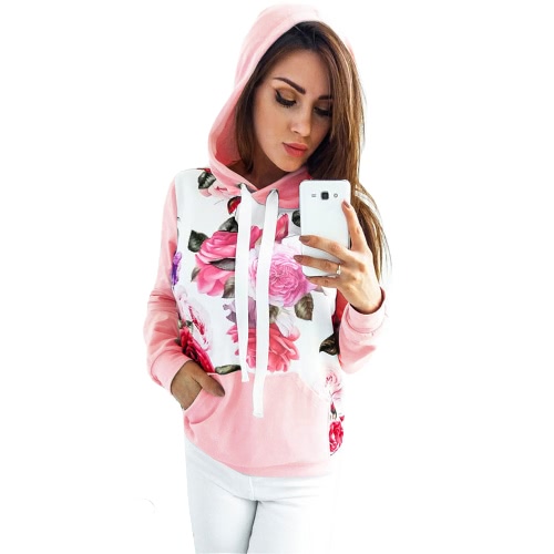 Autumn Winter Women Impreso con capucha Sudadera con capucha Casual Tracksuit Pocket Sudadera de manga larga Top