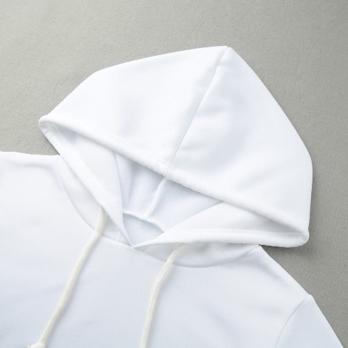 

Женщин Crop Hoodies Толстовка Drawstring Повседневный Спортивный костюм Пуловер Короткие с капюшоном Топ белый