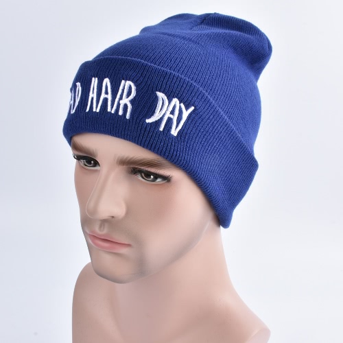 

Beanie Bad Hair Day Hat Letter Взрослый повседневный унисекс Акриловая шляпа Hat Зимняя шапочка Beanie для мужчин Женщины