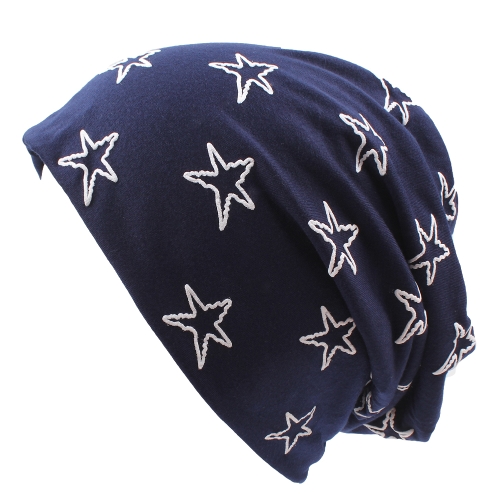 Unisex Men Women Beanie Contrast Stars Slouchy Baggy Casual Cool Hip Hop Headwear Skullies Hat