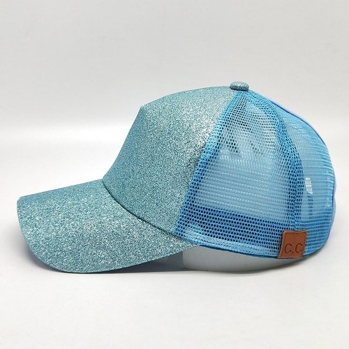 

Девочка Cap Sequined Fishnet Splice Бейсбол Спорт Повседневная хип-поп Streetwear Flat Hat