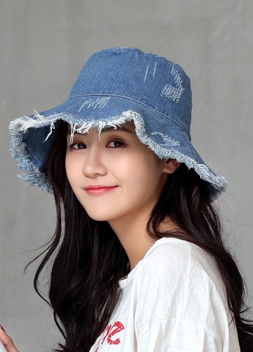 

Модные летние женщины омывали джинсы Sun Hat Floppy Cap Wide Brim Складная солнцезащитная ведро Hat