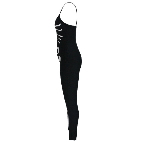 

Sexy Women Glow Skeleton Комбинезон Хэллоуин Костюм Глубокий V Шея Без рукавов Slim Masquerade Playsuits с перчатками Черный