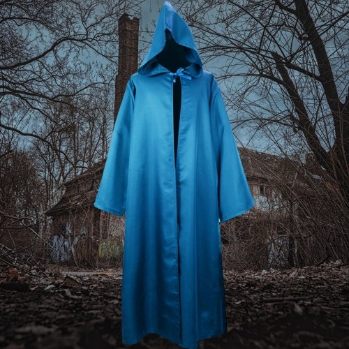 

Men Women Halloween Costume Cloak Solid Color Hooded Long Sleeve Tunic Robe Cardigan Cape