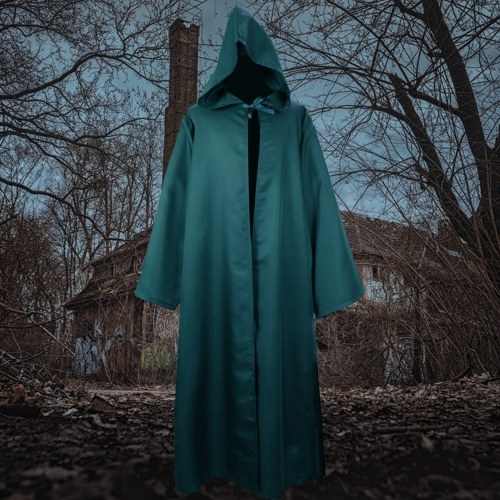 

Men Women Halloween Costume Cloak Solid Color Hooded Long Sleeve Tunic Robe Cardigan Cape