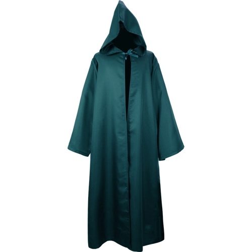 Men Women Halloween Costume Cloak Solid Color Hooded Long Sleeve Tunic Robe Cardigan Cape