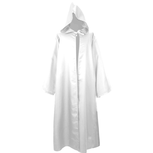 Men Women Halloween Costume Cloak Solid Color Hooded Long Sleeve Tunic Robe Cardigan Cape
