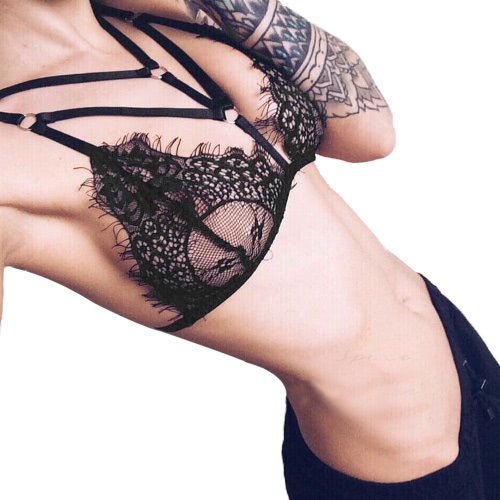 

Women Hollow Out O-ring Wireless Unpadded Elastic Thin Lingerie Lace Bra
