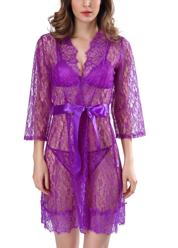 

Sexy Women Lingerie Sheer Lace Sleepwear Set