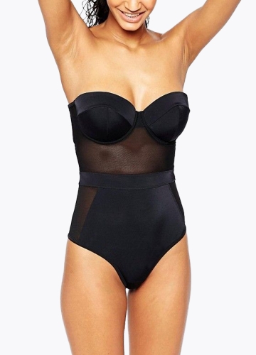 

Женщины One Piece Mesh Swimsuit High Waist Halter Tie Swimwear Beach Playsuit