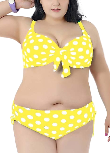

Плюс Размер Polka Dot Knot Bikini Set