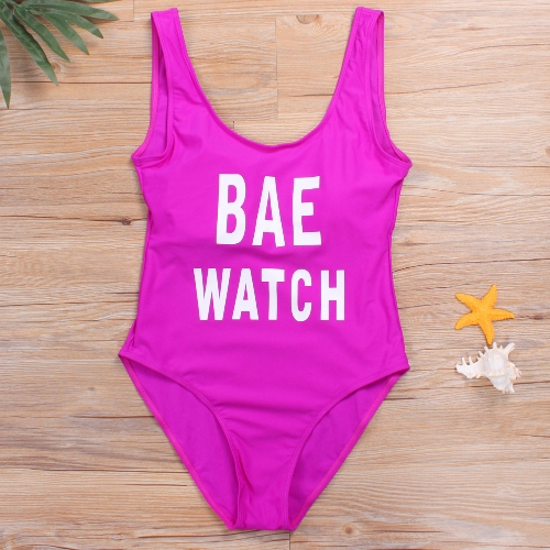 

Letter Print Monokini Swimsuit Bodysuit One Piece Swimwear