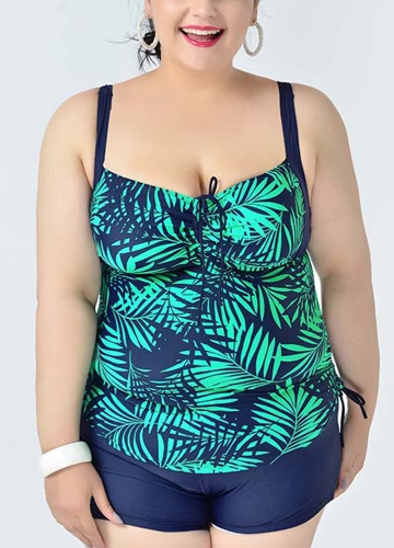 

Large Size Print Backless Padded Push Up Swimsuit