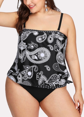 

Women Paisley Print Tankini Set