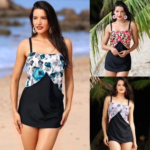 

Sexy Women Floral Print Tankini Set Plus Size Two Piece Swimsuit Swimdress Bathing Suits