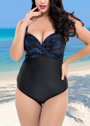 

Women Plus Size Backless Swimsuit Flower Print Underwire Swimwear Bathing Suit