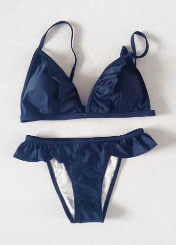 New Sexy Donna Frilly Bikini Set Ruffles Self-tie Backless Vita bassa Due pezzi Costina da bagno da spiaggia