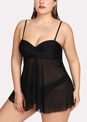

Plus Size Underwire Push Up Cut Out Two Piece Bikini Set